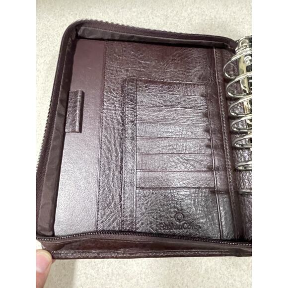 Franklin Covey Brown Genuine Leather 7 Ring Zip Around Binder Organizer Planner - Picture 9 of 14